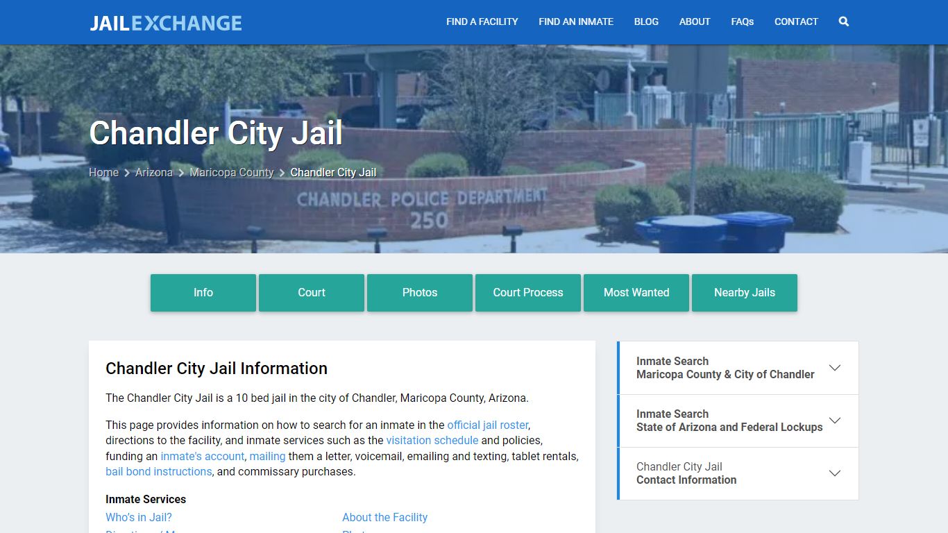 Chandler City Jail, AZ Inmate Search, Information